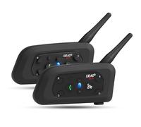 EJEAS V6 Motorcycle Helmet Bluetooth Intercom Full Duplex 1200M BT Interphone Headset Waterproof Communication System for 6 Riders (Dual)