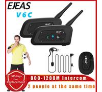 EJEAS V6C RPO Professional Football Referees Helmet Bicycle Intercom Full Duplex Headset Wireless 1200M BT Judge Ear Interphone 1PCS V6C PRO