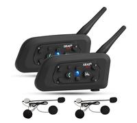 EJEAS V6pro+ Motorbike Bluetooth Intercom, 1200m Motorcycle Bluetooth Headsets 6 Riders Communication System with Waterproof, GPS, DSP Noise Reduction V6, USB-C(2pcs)