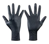 Ejendals Tegera Disposable Gloves, Black, Nitrile, Powder Free, Smooth, Size 9,