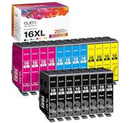 ejet 16XL 16 XL Ink Cartridges Replacement for Epson 16 Ink Compatible with Epson Workforce WF-2760 WF-2750 WF-2660 WF-2630 WF2750 WF2630 WF2530 WF2510 WF 2750 (Black Cyan Magenta Yellow,20-Pack)