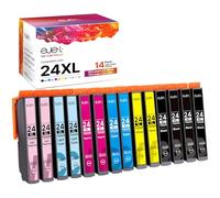 ejet Ink Compatible Ink Cartridges Replacement for Epson 24 24XL for Expression Photo XP-55 XP-950 XP-860 XP-960 XP-750 XP-760 XP-850 (Black Cyan Magenta Yellow LC LM, 14-Pack)