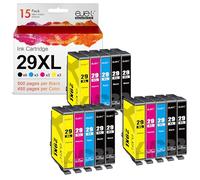 ejet 29XL High Yield Ink Cartridge Compatible for Epson 29 XL for Expression Home XP452 XP442 XP352 XP345 XP245 XP-455 XP-342 XP-255 XP-245 XP 352 XP 342 (6 Black,3 Cyan,3 Magenta,3 Yellow, 15-Pack)