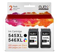 ejet 545XL 546XL Ink Cartridges Use for Canon PG-545 CL-546 for Pixma TS3350 TS3355 TS3150 TS3450 TS3451 TR4650 MG3050 TS3351 MG2550S MG2950 TS3452 MX495(1 Black, 1 Colour)