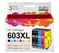 ejet 603XL Compatible Ink Cartridge Replacement for Epson 603 603XL for Expression Home XP-3100 XP-4100 XP-2100 XP-2105 XP-3105 Workforce WF-2810 WF-2830 WF-2835 WF-2850(B/C/M/Y, 5-Pack)