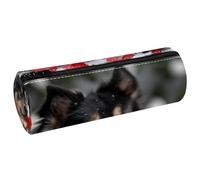 EJFICAHG Pen Bag Alaskan Sled Dog Holding Red Rose Pencil Case Stationery Case Pen Pouch Cosmetic Bag Makeup Bag