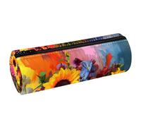 EJFICAHG Pen Bag Colorful Sunflowers Roses and Wildflower Pencil Case Stationery Case Pen Pouch Cosmetic Bag Makeup Bag