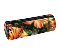 EJFICAHG Pen Bag Hummingbird Orange Hibiscus Flowers Pencil Case Stationery Case Pen Pouch Cosmetic Bag Makeup Bag