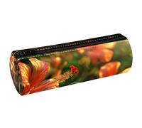 EJFICAHG Pen Bag Hummingbird Orange Hibiscus Flowers Pencil Case Stationery Case Pen Pouch Cosmetic Bag Makeup Bag