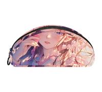 EJFICAHG Pencil Bag Cherry Blossom Anime Girl Pencil Box Stationery Case Pen Pouch Zipper Makeup Cosmetic Bag Travel Organizer