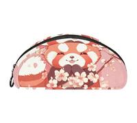 EJFICAHG Pencil Bag Cute Red Panda Cherry Blossom Pencil Box Stationery Case Pen Pouch Zipper Makeup Cosmetic Bag Travel Organizer