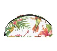 EJFICAHG Pencil Bag Hummingbird and Pink Hibiscus Flowers Pencil Box Stationery Case Pen Pouch Zipper Makeup Cosmetic Bag Travel Organizer