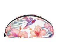EJFICAHG Pencil Bag Hummingbird and Pink Hibiscus Flowers Pencil Box Stationery Case Pen Pouch Zipper Makeup Cosmetic Bag Travel Organizer
