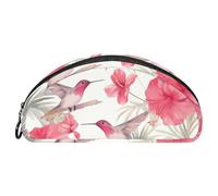 EJFICAHG Pencil Bag Hummingbird and Pink Hibiscus Flowers Pencil Box Stationery Case Pen Pouch Zipper Makeup Cosmetic Bag Travel Organizer