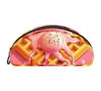 EJFICAHG Pencil Bag Pink Cake Dessert Pencil Box Stationery Case Pen Pouch Zipper Makeup Cosmetic Bag Travel Organizer