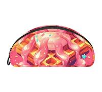 EJFICAHG Pencil Bag Pink Cake Dessert Pencil Box Stationery Case Pen Pouch Zipper Makeup Cosmetic Bag Travel Organizer