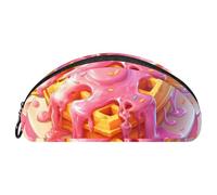 EJFICAHG Pencil Bag Pink Cake Dessert Pencil Box Stationery Case Pen Pouch Zipper Makeup Cosmetic Bag Travel Organizer