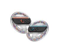 EJGAME Mini Steering Wheels Compatible with Nintendo Switch 2 JoyCons,Racing Games Accessories Compatible with Switch 2 Mario Kart World/ 8 Deluxe,Multicolored,2 Pack