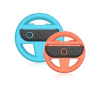 EJGAME Steering Wheels Compatible with Nintendo Switch 2 JoyCons,Racing Games Accessories Compatible with Switch 2 Mario Kart World/ 8 Deluxe,Two Size for Adults & Children,2 Pack (Blue and Orange)