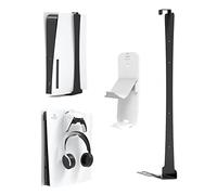 EJGAME Wall Mount Shelf Bundle Compatible with PS5(Disc/Digital) Edition, Sturdy Steel Wall Mount Bracket with Controller & Headphone Holder Hanger
