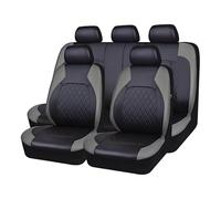 EJHJH 9 pcs Car Seat Cover Sets for Dacia Duster 2018-2023 2024, Leather Car Seat Covers Full Set Compatible with Airbags Front Rear Seat Protectors,Grey