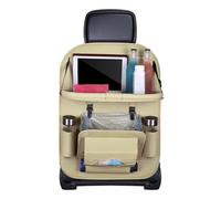EJHJH Car Backseat Organiser for Ford Five Hundred 2005 2006 2007, Car Seat Organiser Foldable Car Boot Organiser PU Leather Kick Mat,Beige