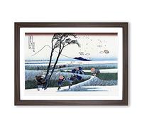 Ejiri in The Suruga Province by Katsushika Hokusai Framed Print | A2 Walnut Framed Wall Art | Ready to Hang | Asian Nature Picture | Living Room Bedroom Lounge Office