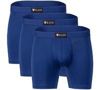 Ejis Premium Men's Boxer Briefs w/Comfort Pouch, Anti-Odor Silver, Micro Modal Underwear, Multi-Pack (Large, Navy)