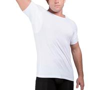Ejis Sweat Defense Undershirt | Crew Neck | Underarm Sweat Proof Cotton (L, White)