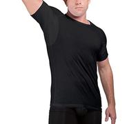 Ejis Sweat Defense Undershirt | Crew Neck | Underarm Sweat Proof Cotton (XL, Black)