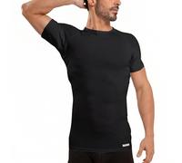 Ejis Sweat Defense Undershirt | Crew Neck | Underarm Sweat Proof Micro Modal (XS, Black)