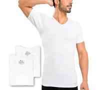 Ejis Sweat Defense Undershirt | V Neck (3-Pack) | Underarm Sweat Proof Micro Modal - white - S