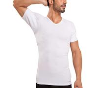 Ejis Sweat Defense Undershirt | V Neck | Underarm Sweat Proof Micro Modal (M, White)