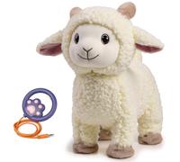 eJog Pup Walking Lamb Toys Stuffed Sheep Toy with Remote Control Leash, Electronic Interactive Plush Sheep Toys, Singing, Bleating, Wagging Tail, Realistic BAA Sounds, Gift for Kids