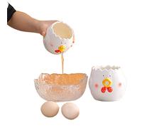 EJOTSTSD Cute Egg Separator, Ceramics Country Chicken Egg Yolk White Separator, Household Egg Filter Splitter, Funny Practical Kitchen Cooking Baking Cake Gadget Tool, Dishwasher Safe, Red (Small)