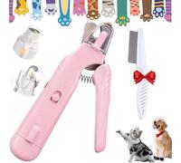 Ejoyiso Claw Scissors for Dogs with Light, Claw Scissors for Dogs with LED Light, the 2-in-1 LED Claw Scissors for Safe Paw Care Without Fear (Pink)
