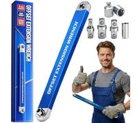 Ejoyiso Offset Extension Wrench Set Impact for Electric Drill, Pro Offset Key Cranked Extension Key with 6 Universal Adapters (25 cm x 1)