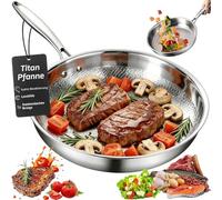 Ejoyiso Titanium Pro Pan, 100% Pure Titanium Hammered Frying Pans for Cooking, Suitable for All Stovetops, Home Use Cookware, No Coating, Non-Stick (L: 10.23 Inch/26 cm, without Cover)