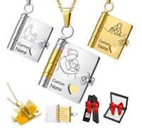 Ejoyiso To My Granddaughter Book Necklace from Grandma - Personalized Chapter Book Necklace, To My Granddaughter Jewelry Gift, Custom Name Engraved Stainless Steel Mini Book Pendant with Gift Box