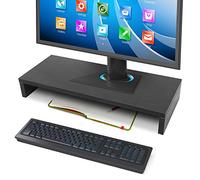 Ejoyous 1 Tier Wood Monitor Riser, Ergonomic PC Laptop Notebook Stand Shelf Large Non-slip Computer TV Stand for Monitor Risen, Black/White/Wood