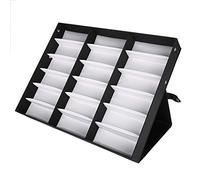 Ejoyous 18 Grids Glasses Display Case, 18 Slot Eyeglass Sunglasses Storage Box Organizer with Lockable Cover for Jewelry Glasses Display Stand