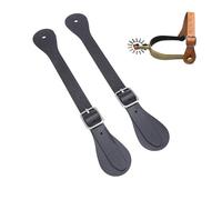 Ejoyous 2 Pieces of Leather Sporn Straps Spurgurt Track Ligaments Made of Synthetic Leather 22cm Adjustable with Rhinestone for Western Riding Ranchleben (Black)