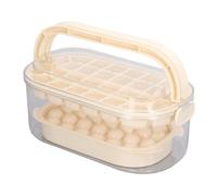 Ejoyous 2 Trays Round and Square Ice Cube Trays, PP PET Ice Cube Tray with Lid and Bin, Makes 54 Cubes, Easy Release, Double Layer Storage for Freezer Drinks Home Camping (Beige (Soft Bottom Type))