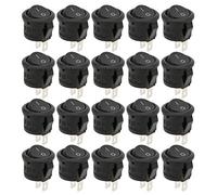 Ejoyous 20 pieces ON/OFF mini toggle switch, rocker switch, 16 x 25 mm, lockable switch with self-locking black, 3A250VAC, 6A125VAC
