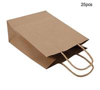 Ejoyous 25 PCS Kraft Paper Bags with Handle Brown Party Favor Bags for Shopping Packaging Large Capacity Durable Eco-Friendly (Kraft paper)