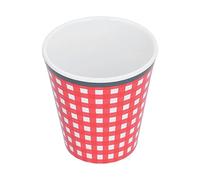 Ejoyous 260ml Water Cup Melamine Imitation Porcelain Coffee Cup Smooth Easy Clean Drop Resistant Anti Scald Drinking Mug for Restaurant School Tea Milk Use 8.6x9cm (Red Grid)