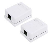 Ejoyous 2Pcs RJ45 Mount Box Cat6 Single-Port Desktop Information Network Junction Boxes, White, Not Water Resistant, 2 x RJ45 Mount Box, 2 x Double-Sided Tape, 4 x Screw, ABS Material