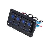 Ejoyous 4 Gang Rocker Switch Panel, ABS 4 Gang Toggle Switch DC 12V 24V IP65 LED Backlight with Protection for Boat Marine Car Truck ATV Dashboard