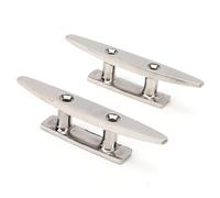 Ejoyous 4in Boat Cleat, 316 Stainless Steel Dock Rope Cleat, Open Base Mooring Tie Down Hardware for Secure Docking on Boats Kayaks Dock Decks and Piers, 2 Pack