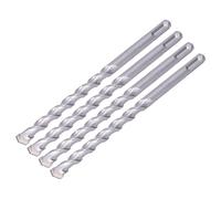 Ejoyous 4Pcs Hammer Rock Drill Bit Set Alloy Round Shank Electric Hammer Drill Bit with Carbide Tip and Double Spiral Flutes for Concrete Masonry Stone Brick Drilling (12 * 200mm)